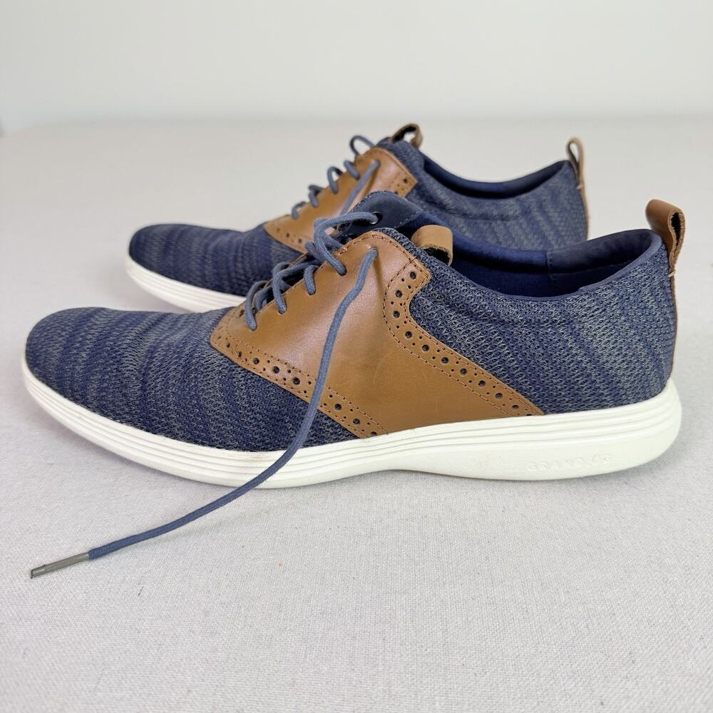 Cole Haan Grand Tour Knit Oxford Shoes Men's 11M Two Tone Blue Tan Casual Preppy - Picture 8 of 16
